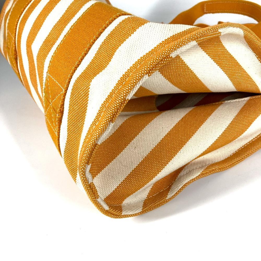 HERMES Border with pouch Cannes PM Tote Bag Hand Bag cotton yellow/White