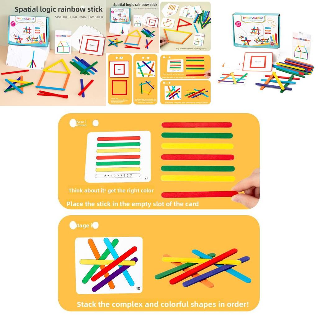 Rainbow Stick Math Toy For Kid With Wooden Counting Beads Educational Game For Early Learning