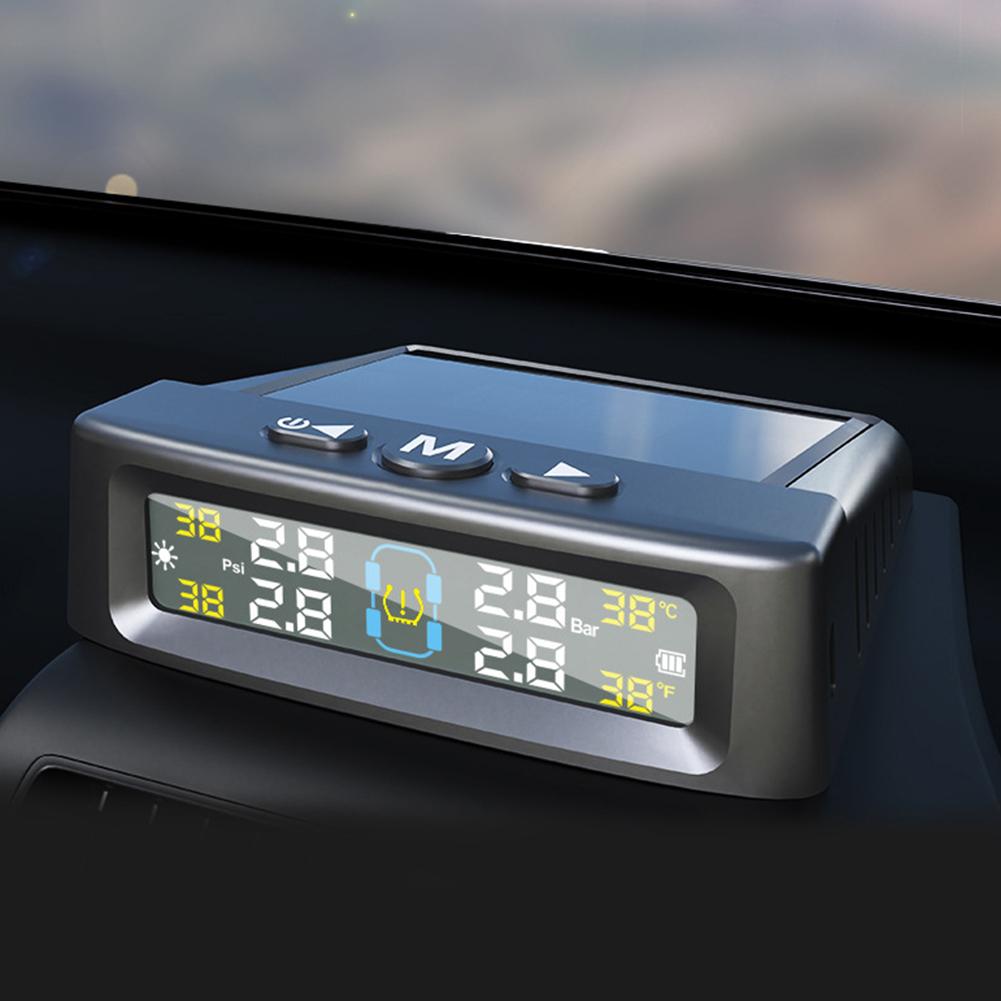 Reifendruckkontrollsystem mit 4 Sensoren USB/Solar TPMS Reifendrucküberwachungssystem für Auto SUV Limousine