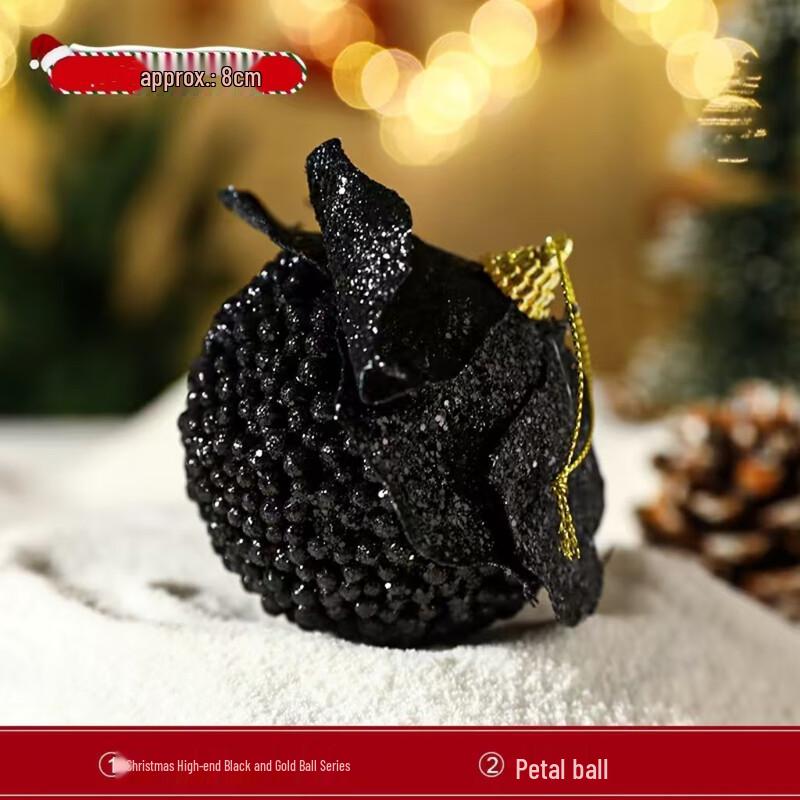Lilang Black Gold Christmas Painted Ball Ornament