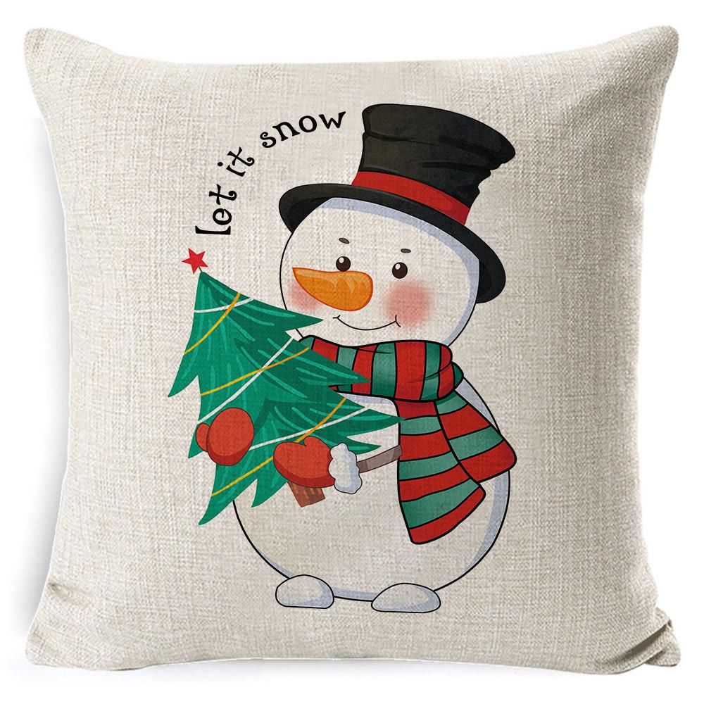 Christmas Pillowcase, Home Bedside Cushion, Linen Short Plush Printed Halloween Sofa Pillow