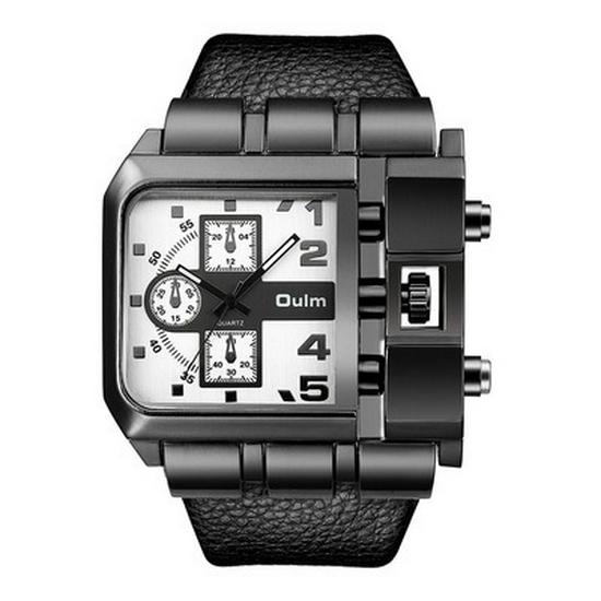 Oulm Men's Large Dial Quartz Watch - Casual Belt with Unique Square Design