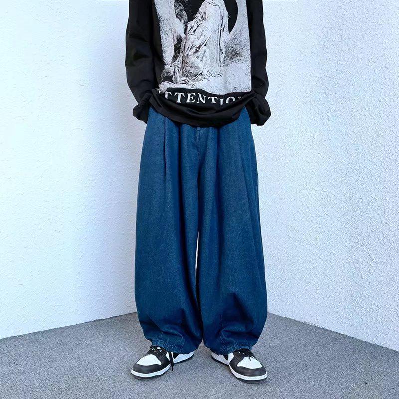Men's Autumn/Winter Trendy Wide-Leg Jeans - Handsome Loose-Fit Japanese Retro Harem Style Casual Pants.