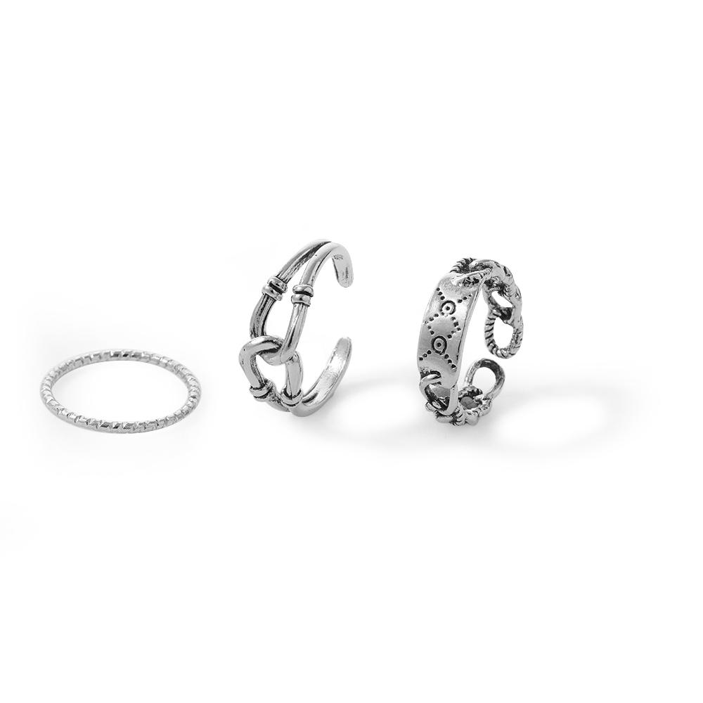 

Винтажные металлические готические кольца серебряного цвета, комплект женских модных резных открытых ювелирных изделий