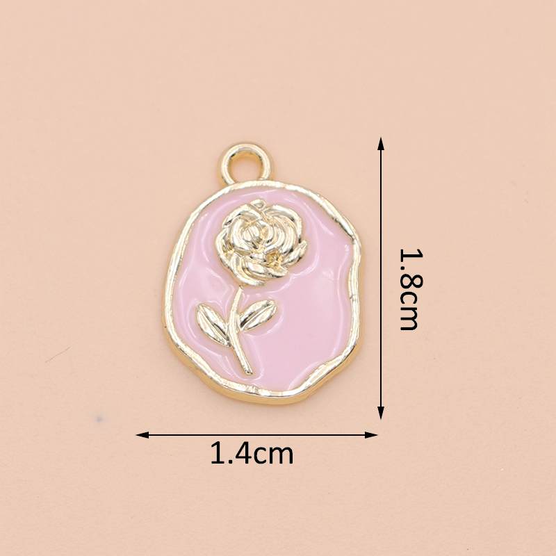 10Pcs Gold Plated Enamel Rose Flower Charm Pendant For Jewelry Making Bracelet Necklace Diy Earrings Accessories Craft