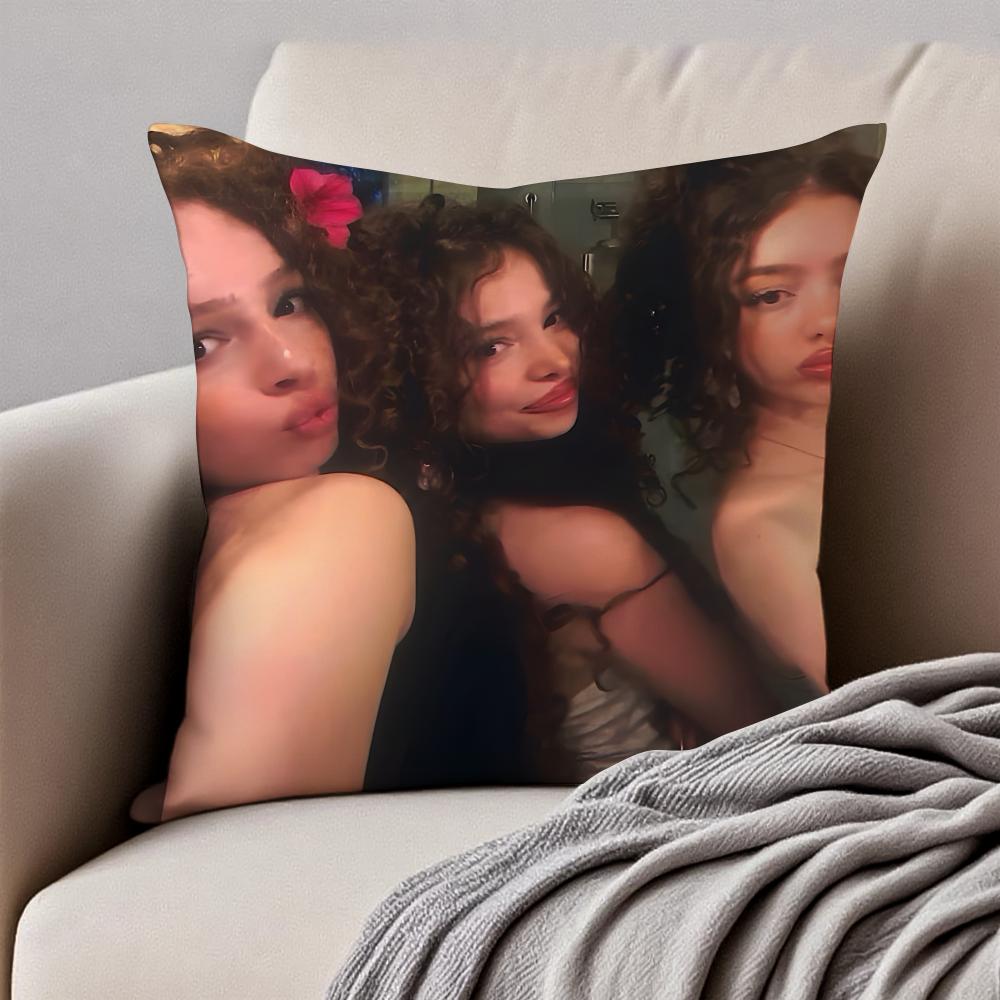 Hot Charismatic Celebrity KKalogeras Sisters Cushion Cover Pillowcase Antidustmite Invisible Zipper Short Plush Sofa Cushion