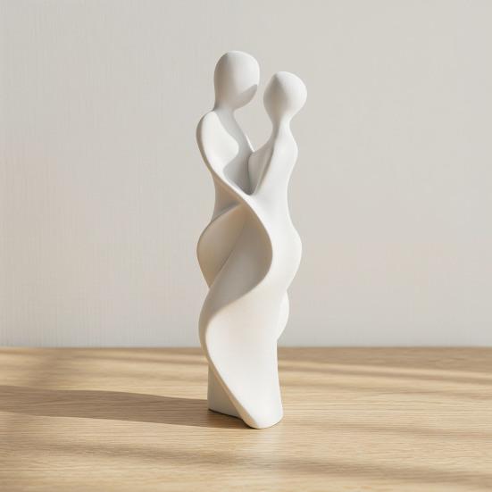 3D Printed Couple Statue Modern Abstract Lovers Figurine Romantic Crafts for Wedding Valentine's Day Gifts Home Bedroom Shelf TV Cabinet Decor