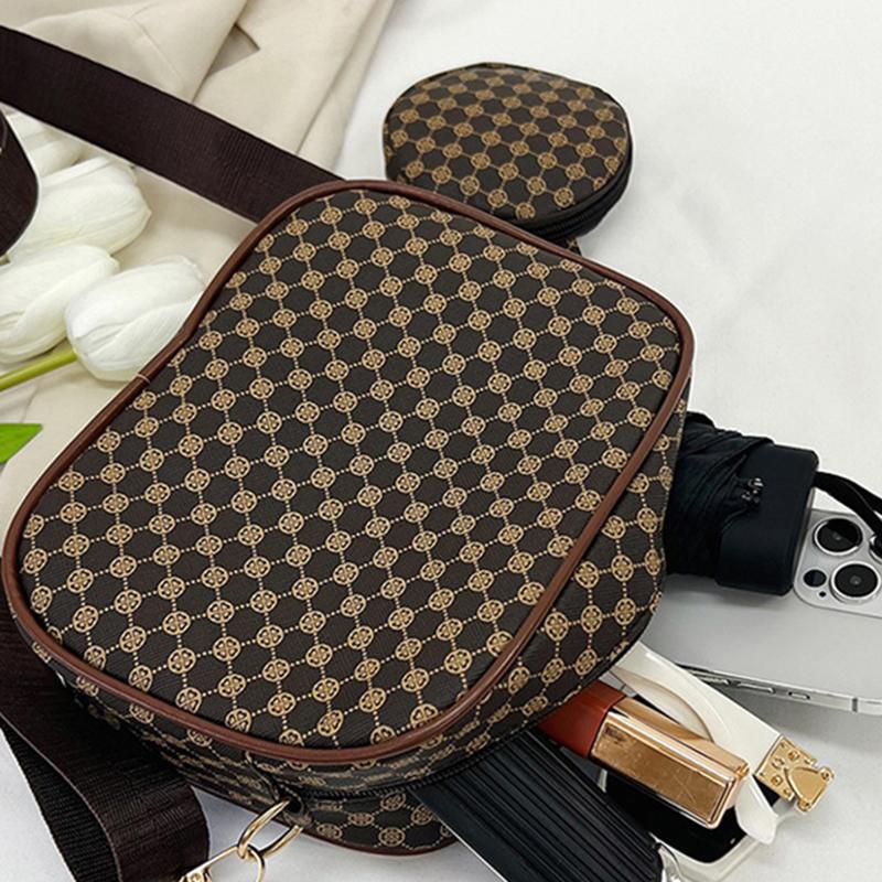 Vintage Trend Quadratische Umhängetasche mit kleinem Beutelmuster PU-Leder Damen Schultertasche