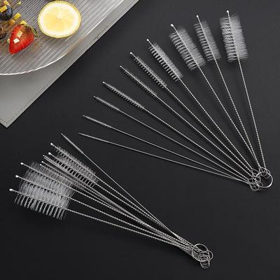 304 Paslanmaz Çelik & Naylon Pipet Fırçası - Silikon Cam, Test Tüpü, Bebek Biberonu & Tıbbi Temizleme Fırçası