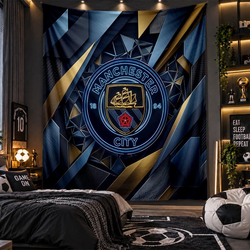 Wall Hanging Tapestry Manchester City Print Cloth for Living Room Bedroom Home Decor
