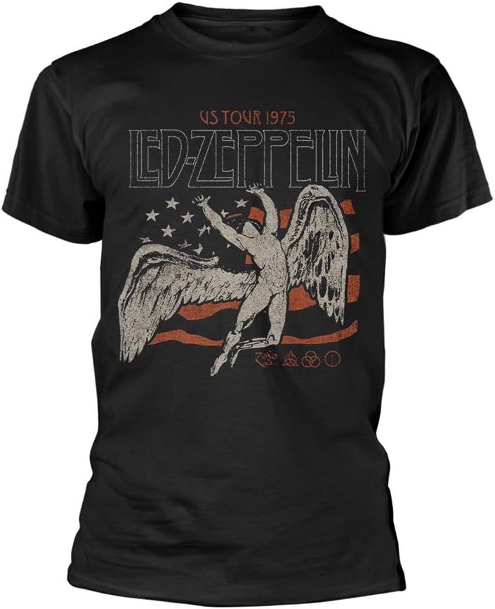Led Zeppelin Men s US 1975 Tour Flag T-Shirt Black | Officially Licensed Merchandise S разноцветный