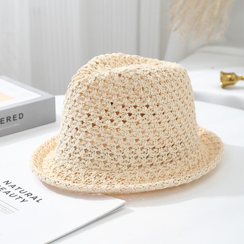 Outdoor 2025 new hollow bucket hat summer breathable sunscreen hat women's thin sunshade quick-drying bucket sun hat straw hat
