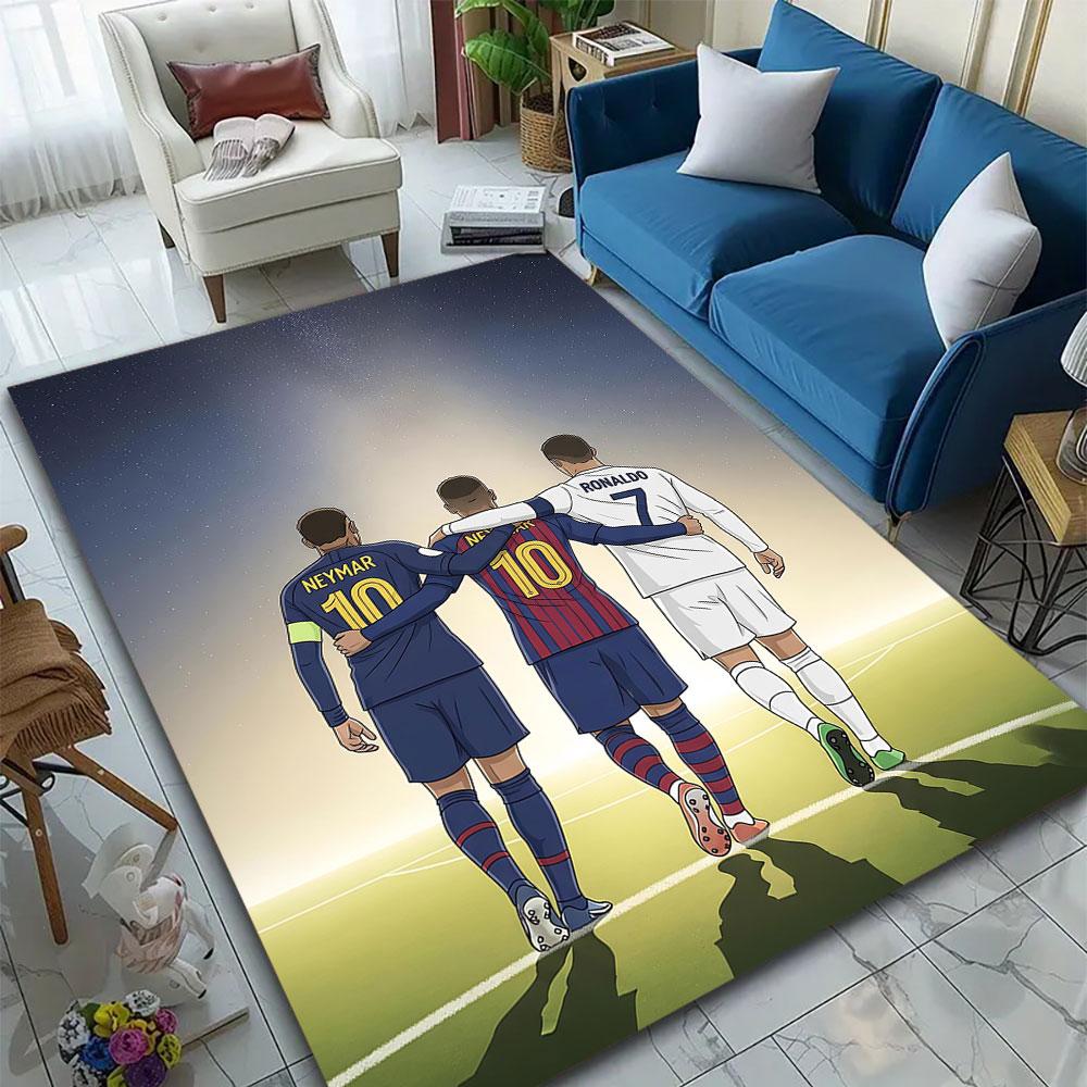 Football Legends United Patterned Carpet, Suitable As a Non Slip Play Mat for the Living Room and Bedroom Sofa