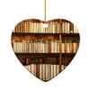 Heart Shaped Christmas Ornament Acrylic Bookshelf Xmas Tree Hanging Decorations 2D Flat Printed Book Gifts for Book Lovers