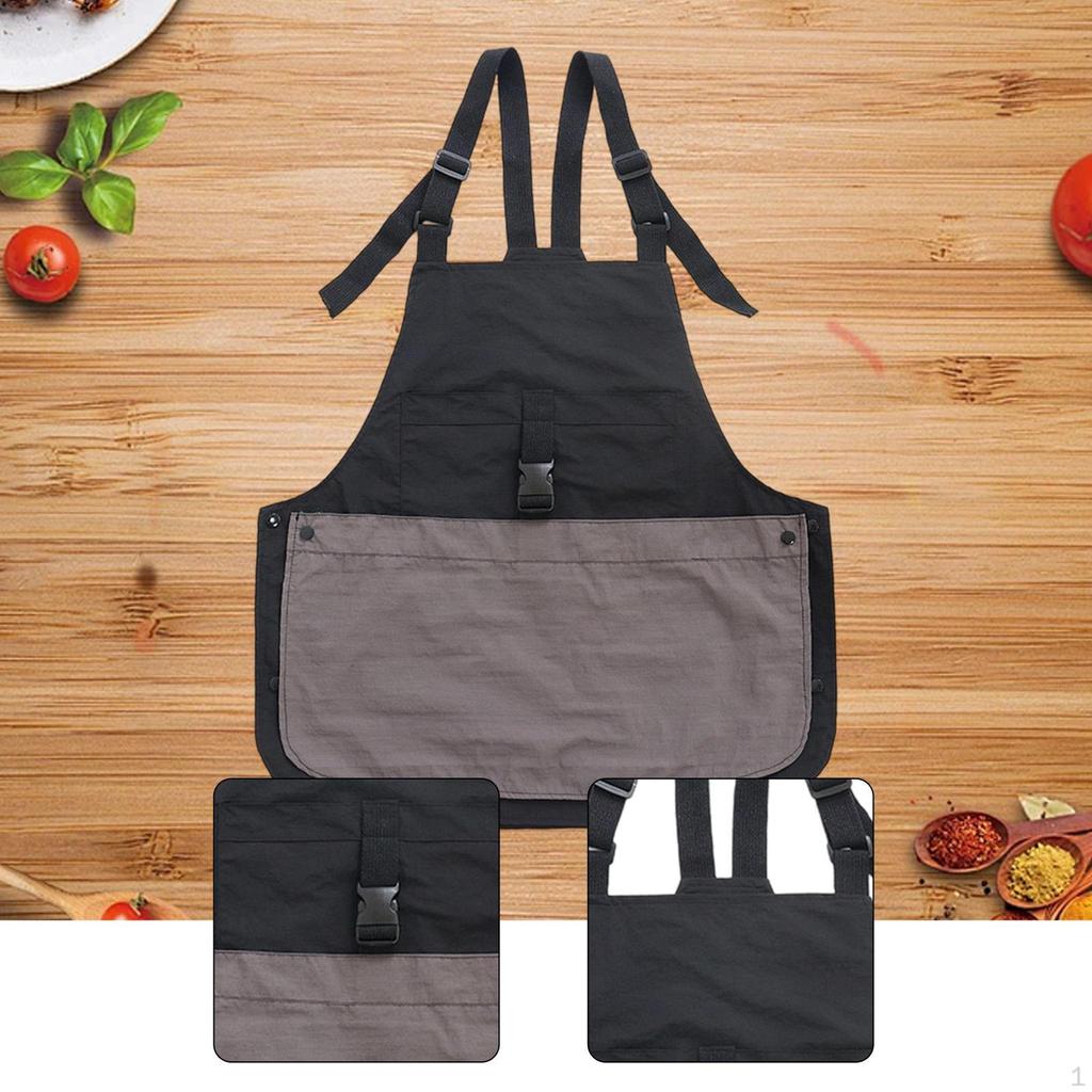 Apron Adjustable Strap Multipurpose Front Pocket for Women Men Server Cafe Studio Crafting