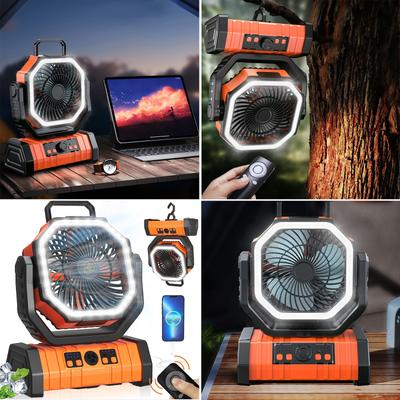 Wiederaufladbarer Campingventilator mit 4 Windgeschwindigkeiten Hängender Deckenventilator mit Lichtern Campingventilator Multifunktionale Hängeventilatoren