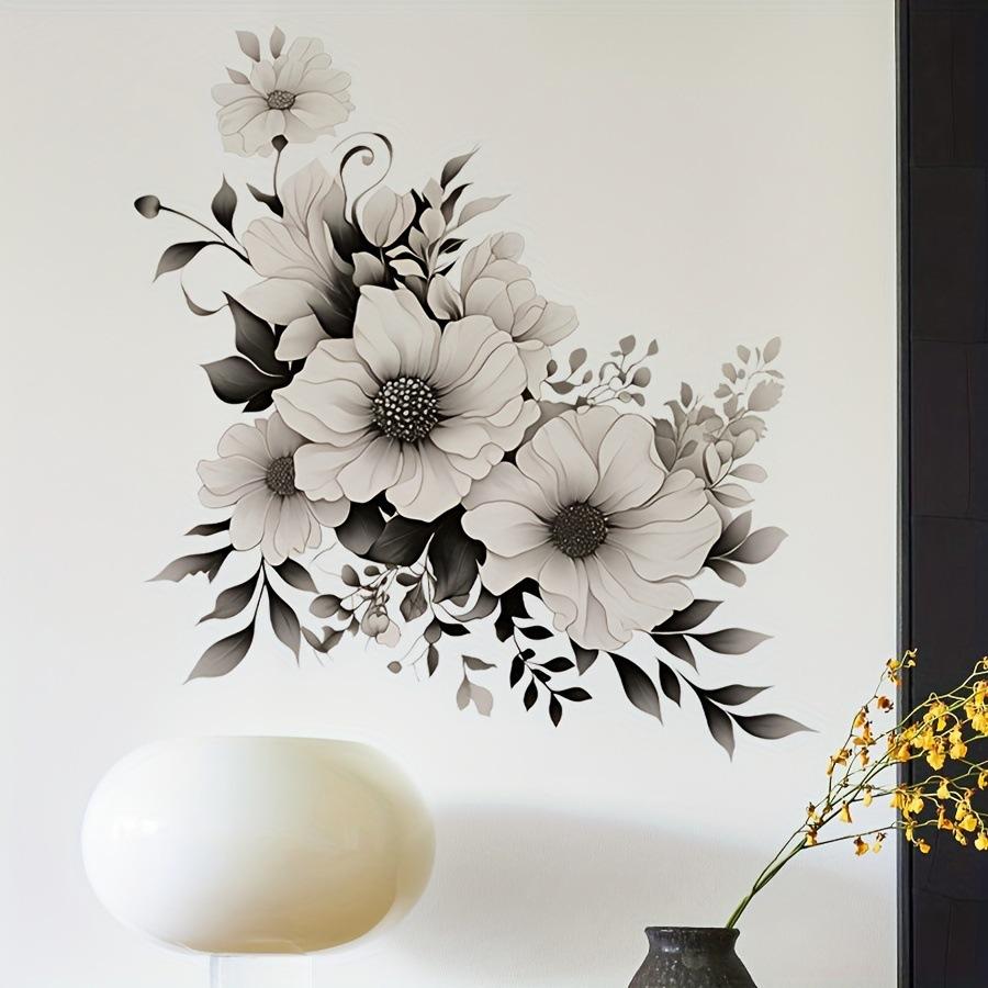 Romantischer Blumiger Wandaufkleber Abnehmbar Greige Vintage Heimdekoration Kunst Wandbild