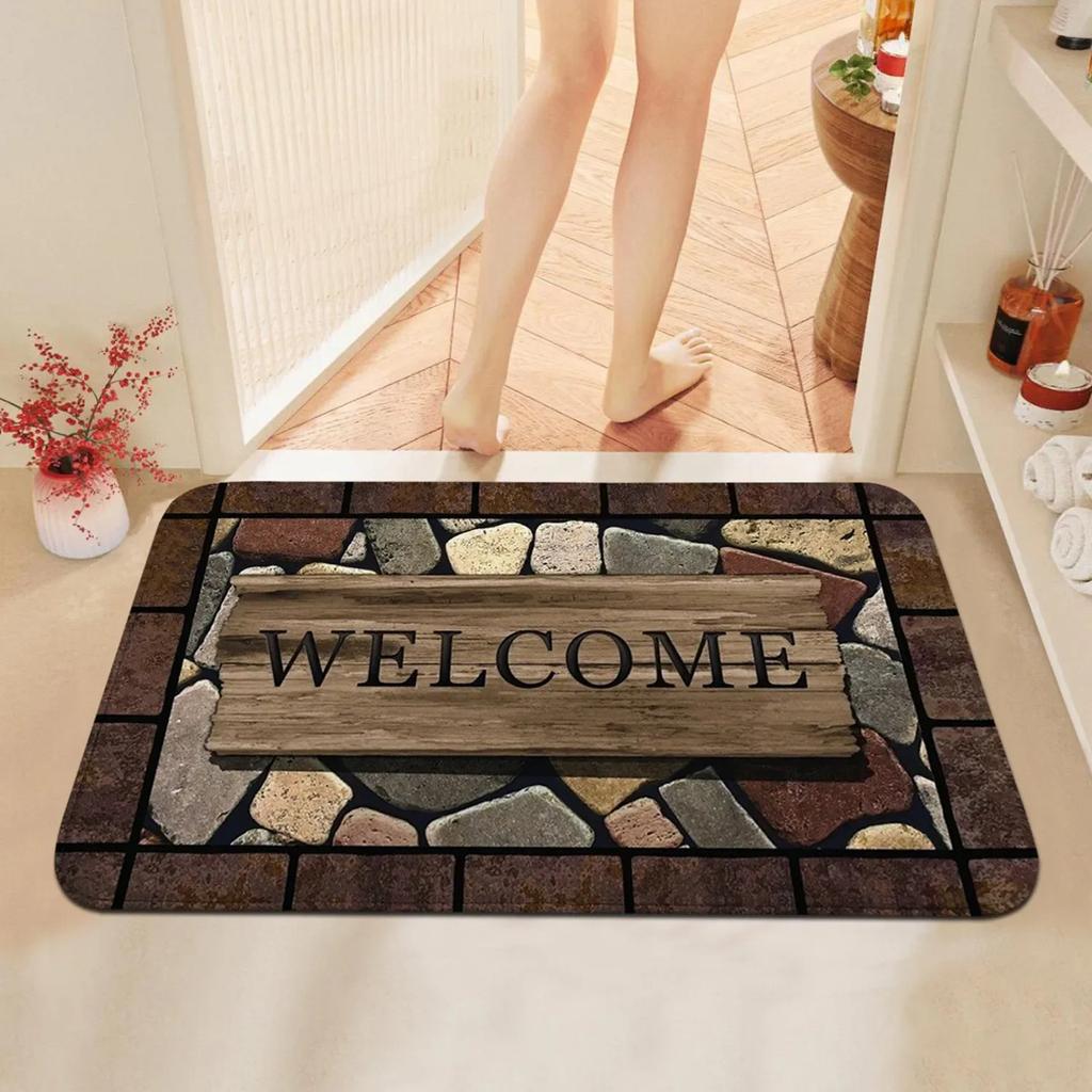 Rustic Warm Natural Texture Welcome Mat for Rustic Style Entryway Cozy Living Room Warm Home Entrance Non-Slip Durable