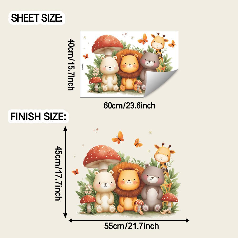 

Мультяшный Лев, Медведь, Жираф, Гриб, Наклейки для украшения спальни, гостиной и дома