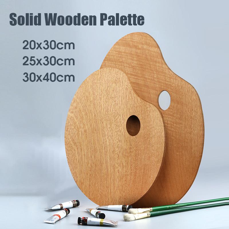 1 Pcs Wooden Palette,Oval And Square Solid Wood Panels,Suitable For Oil Painting,Gouache,Acrylic And Other Pigments