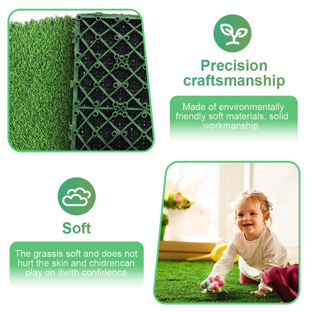 10 Pcs 12 Inchx12 Inch Realistic Grass Turf Tile Interlocking Grass Flooring Tiles for Indoor Outdoor Garden Lawn Patio Balcony