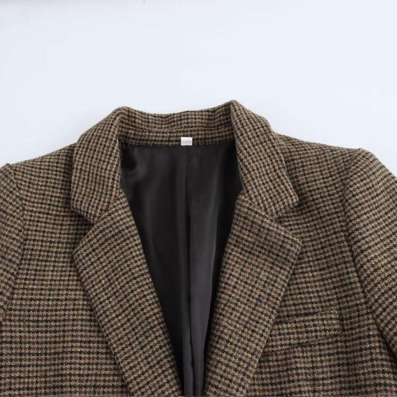 Kaslead New Arrival Women's Clothing Fashion Style Fashion Minimalist Blended Plaid Blazer 3736260