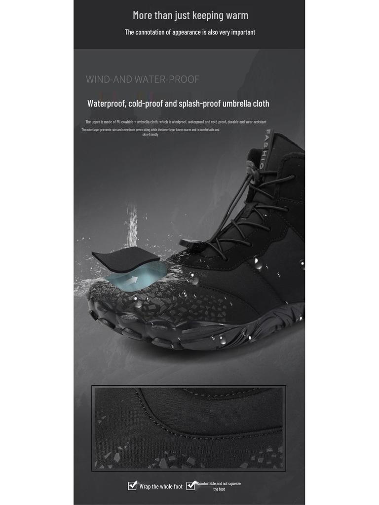 6801 Zimní plyšové sněhule přes hranice: Hřejivé, Pohodlné, Vysoké, Bavlněné boty s pěti prsty pro muže a ženy