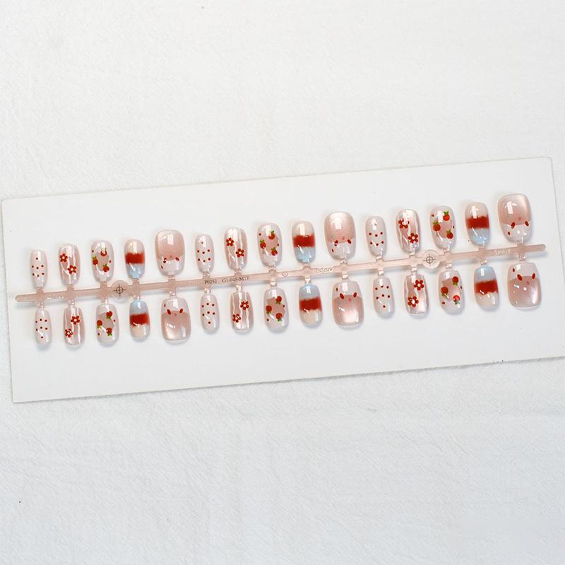 30 Pcs Cute Cartoon Bunny Kt Cat False Nail Wearing Armor Wearable Manicure Artificial Press On Nail Tips Diy Nail Art Decoratio