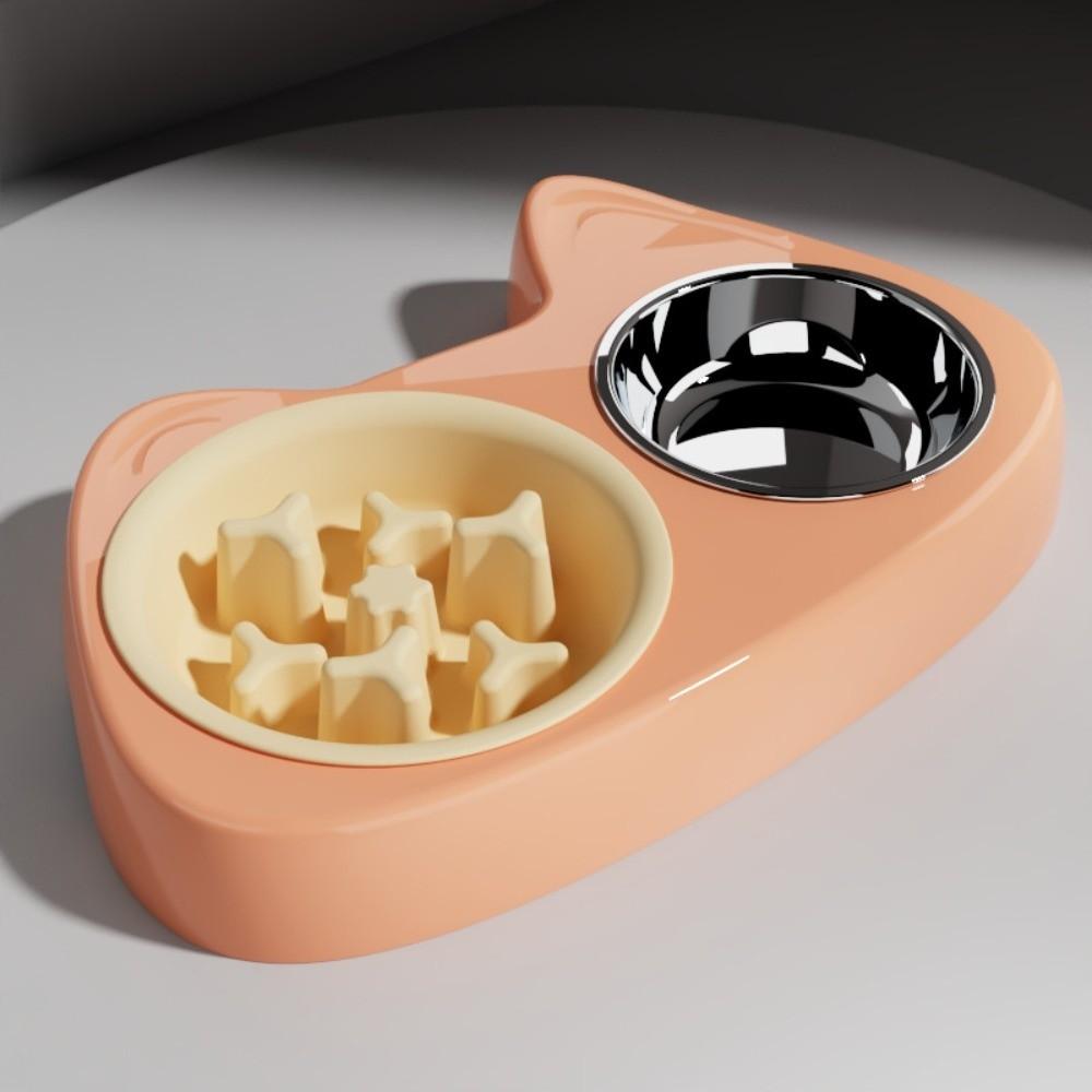 2-in-1 Pet Slow Feeder Bowl Thick Non Slip Base Anti-Choking Food Bowl Interactive Anti-Spill Cat Water Bowl Puppy Feeding
