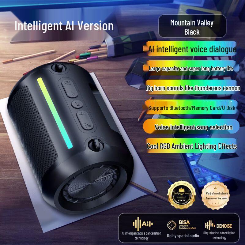 

818 Multi-functional AI Bluetooth Speaker with Heavy Bass, High-Quality Sound, Large Volume, and Long Battery Life