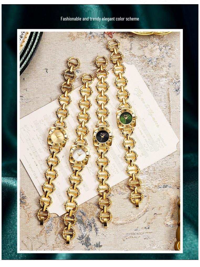 GEDI Alloy Vintage Quartz Watch - Elegant Ladies' Design with Exquisite Copper Bracelet