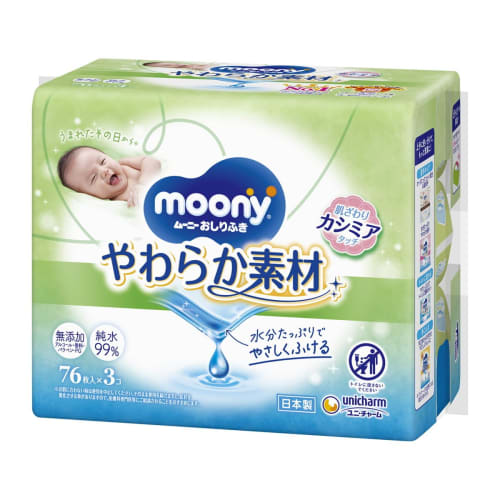 Moony Soft Wipes Refill, 76 Sheets X 3, 500-159604-00