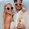 5pcs Heart-Shaped Women's and Men's Cute and Fashionable Decorative Color Props Suitable for Weddings, Parties, Ball Glasses