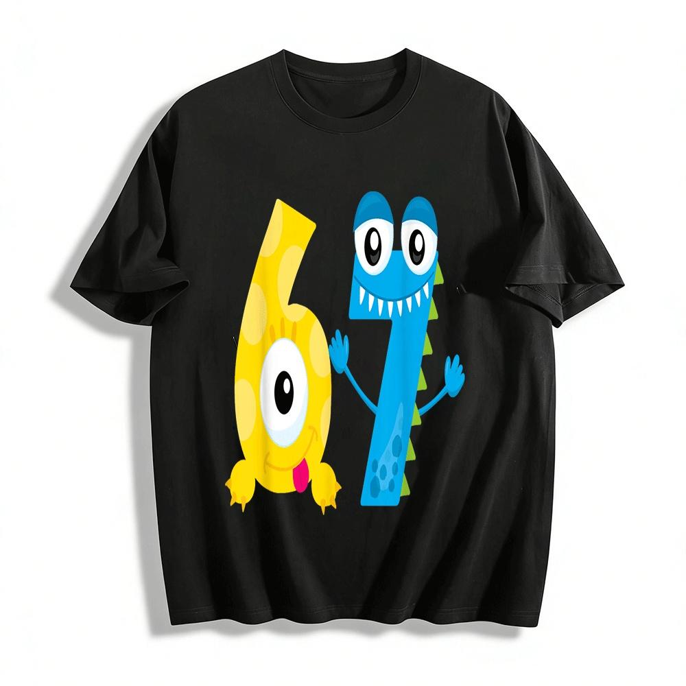 Cute Monster Number Print Kids Casual Short Sleeve T-Shirt Pure cotton T-shirt XXS