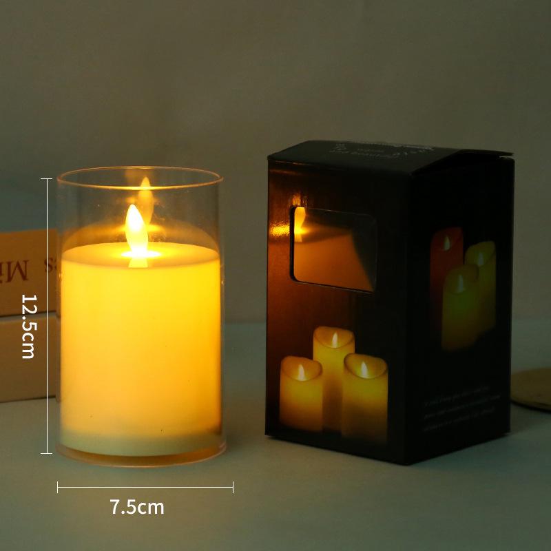 LED Flickering Flameless Candle Glass Ornament for Romantic Home or Christmas Parties