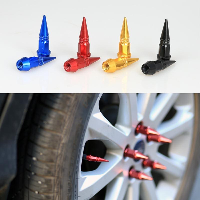 4pcs Tire Valve Caps Anti-theft Bullet Head Style Antirust Motorcycle Bike Car Wheel Tyre Tires Valve Stem Caps Accessories