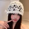 Bohemian Style Crochet Hollow Knitted Hat Bow Ethnic Style Hat Weave Cap  Apparel Accessories