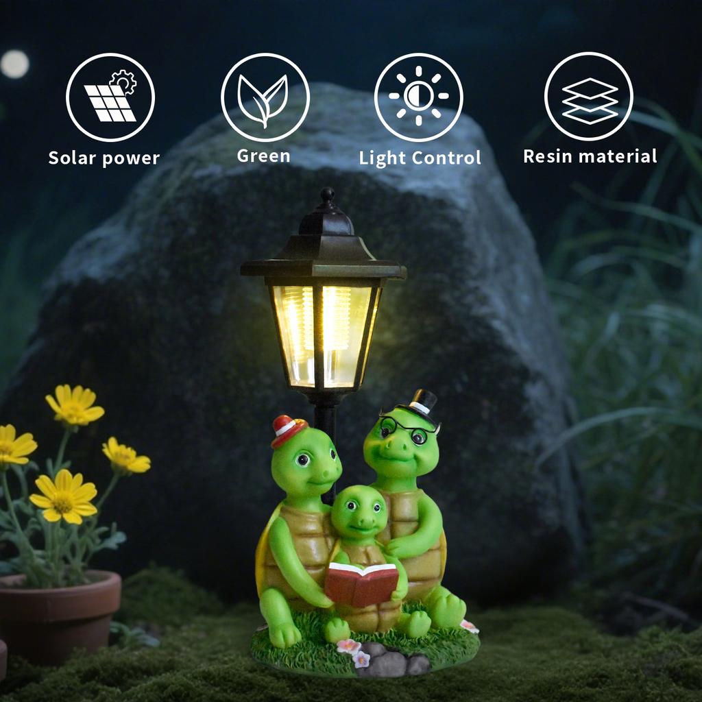 JYL TS/124,Outdoor Garden Landscape Family Turtle Solar Outdoor Light for Villa Balcony Decor Statue