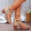 New large size fish mouth high heel sandals summer new buckle hollow bag heel women's shoes