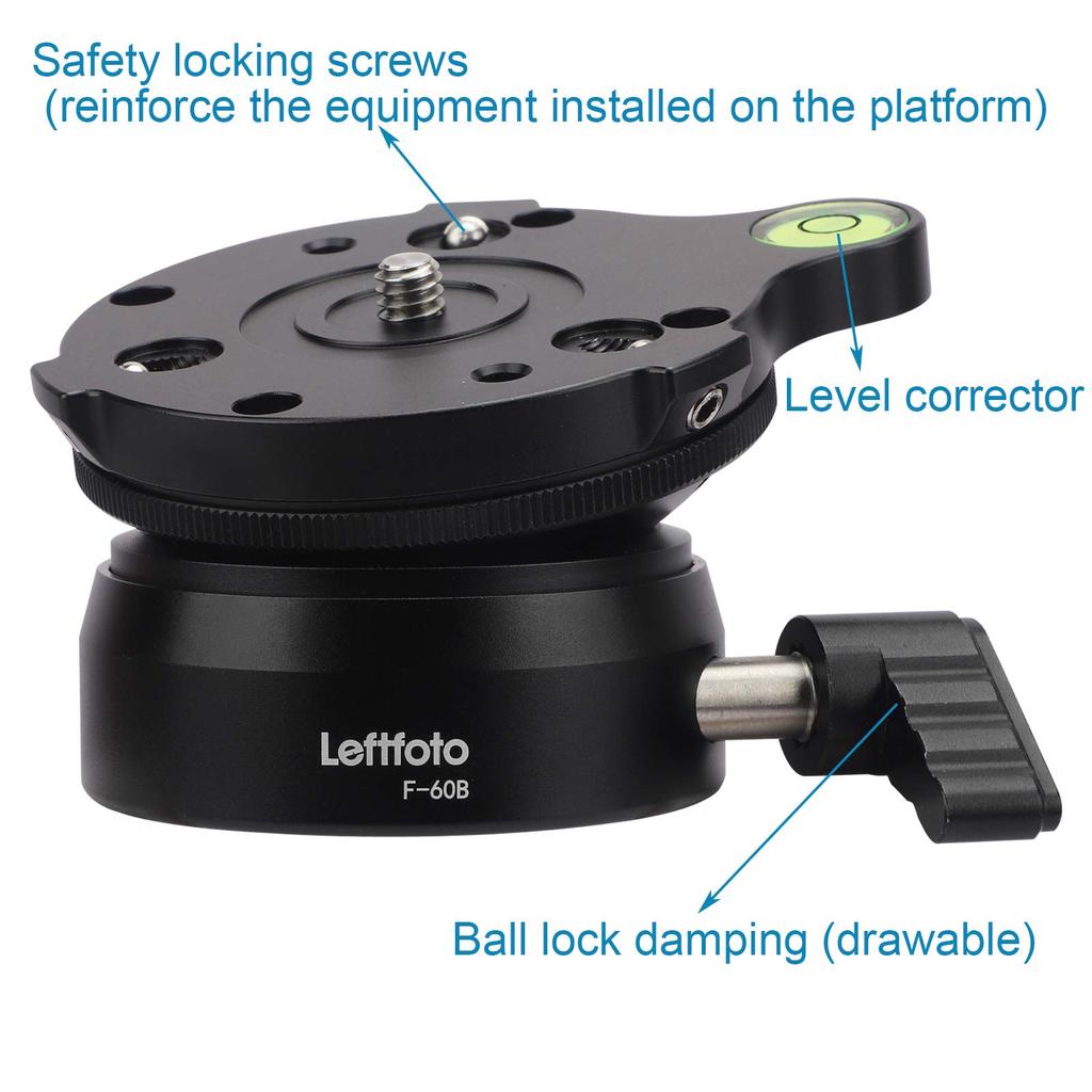Tripod Leveling Base Half Ball Tilt Up and Down Quickly 15 Degree for Canon Nikon and Other DSLR Cameras Tripod Monopod with Offset Bubble Level