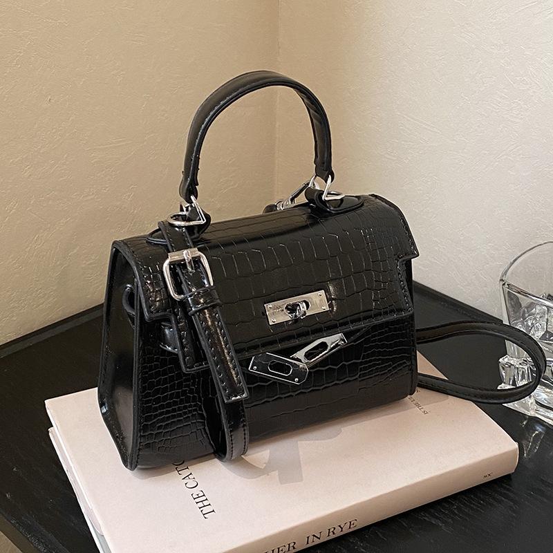 New Korean Trend Niche Crocodile Pattern Portable Kelly Bag Versatile Commuter Personality Light Luxury Messenger Women's Bag