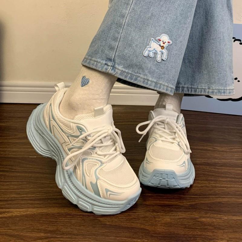 Ocean blue dad shoes women's 2025 summer new original design mesh versatile thick-soled heightening sneakers