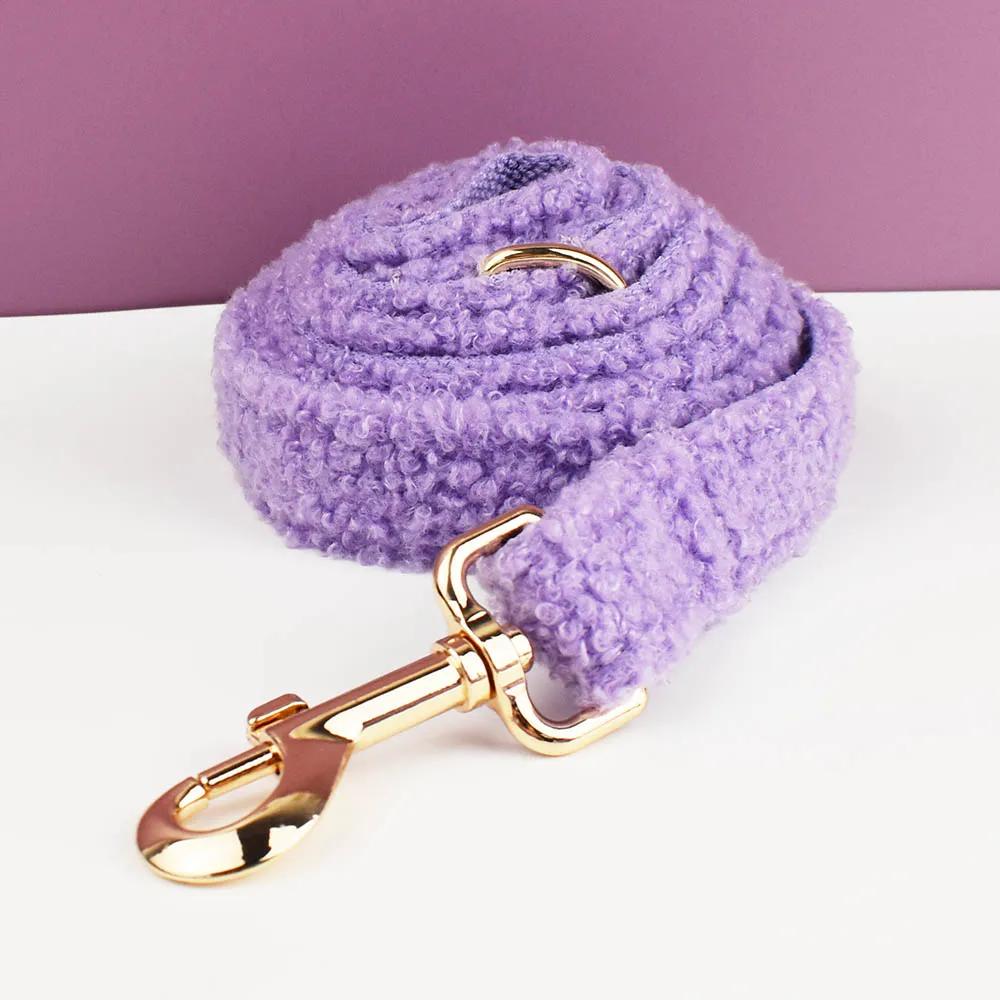 Soft Sherpa Fleece Dog Collar Leash Harness Set Adjustable Personalized Puppy Bowtie Collar for Small Large Dogs