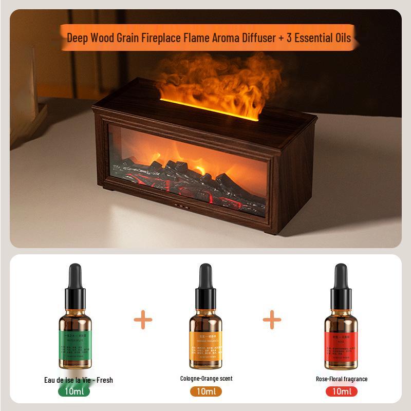 3D Aroma Diffuser & Fireplace Humidifier with Remote Control - Seven-Color LED Display