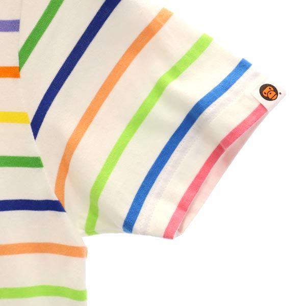 A BATHING APE border Short sleeve T-shirt SHORT White system Women Used