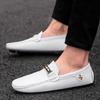 Outdoor Genuine Leather Men White Casual Shoes Brand Soft Italian Men Loafers Moccasins Breathable Slip On Black Driving Shoes