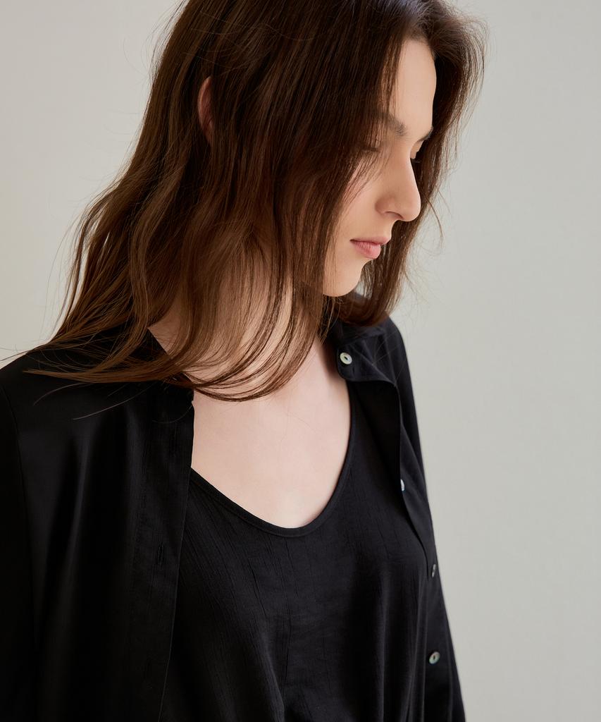 THEELO Airy String Sleeveless Top (Black)