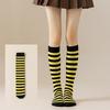1 Paar knielange schwarze weiße rosa Wadenstrümpfe warme gestreifte Socken für Jungen Mädchen japanischer Stil bunte gestreifte Socken