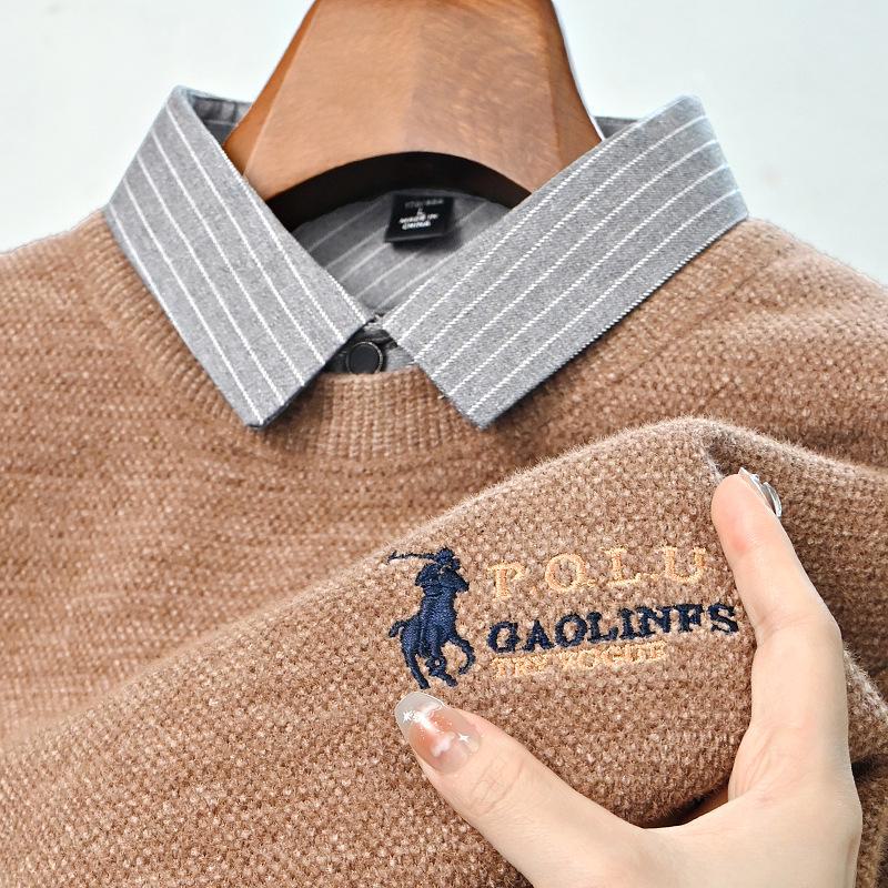 Paisong Herren Chenille Pullover: Samt Lagenlook, Herbst/Winter Dickstrick für Mittelalte.