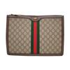 [Pre-Owned] Ophidia Logo Stripe Web Canvas And Leather Clutch - Excellent #15KMML3